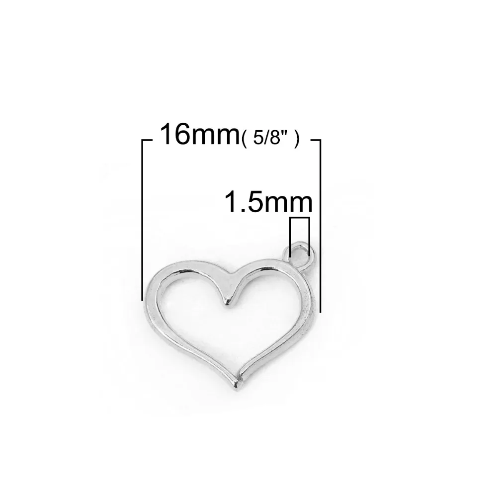 DoreenBeads Zinc Based Alloy Charms Pendant Heart Silver Color Light Rose Gold Color DIY Findings 16mm x 13mm( 4/8