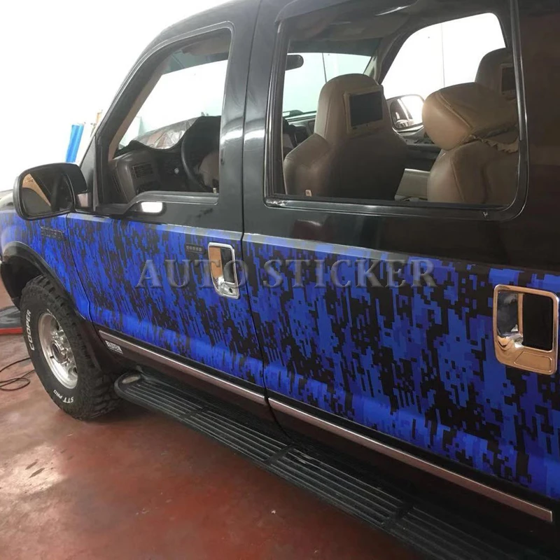 

5/10/15/20/25/30m*1.52m Hot Sale Blue Black Digital Camouflage Vinyl Film Adhesive Wraps Motorcycle Car Digit Wrap Vinyl Sticker