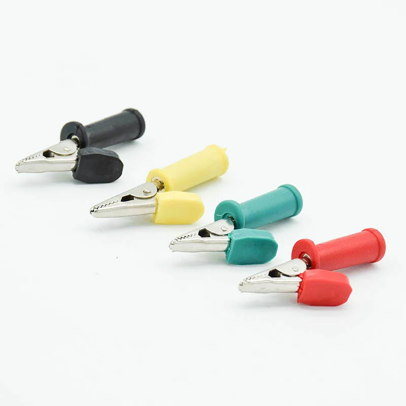 

2pcs/lot Full Insulated Crocodile Alligator Clips With 4mm Socket Banana Jack Test Clamp Wire Clip