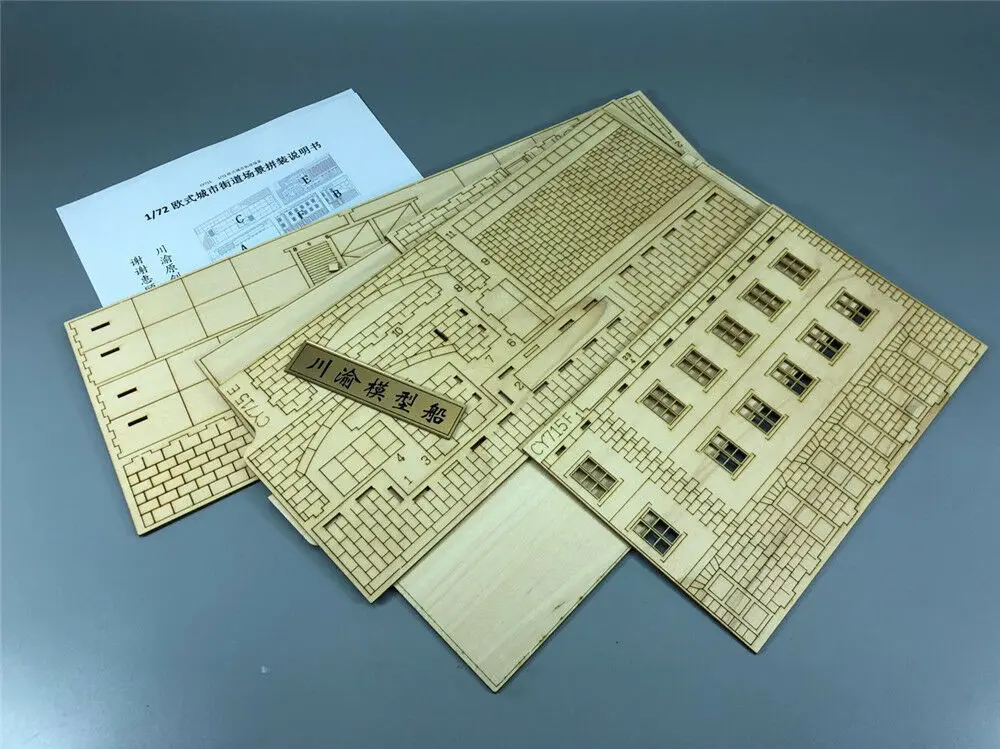 Maßstab 1:72 Europäischer Urban Street Tank Kampfszenen Diorama DIY Holzbausatz Modellbausatz # CY715