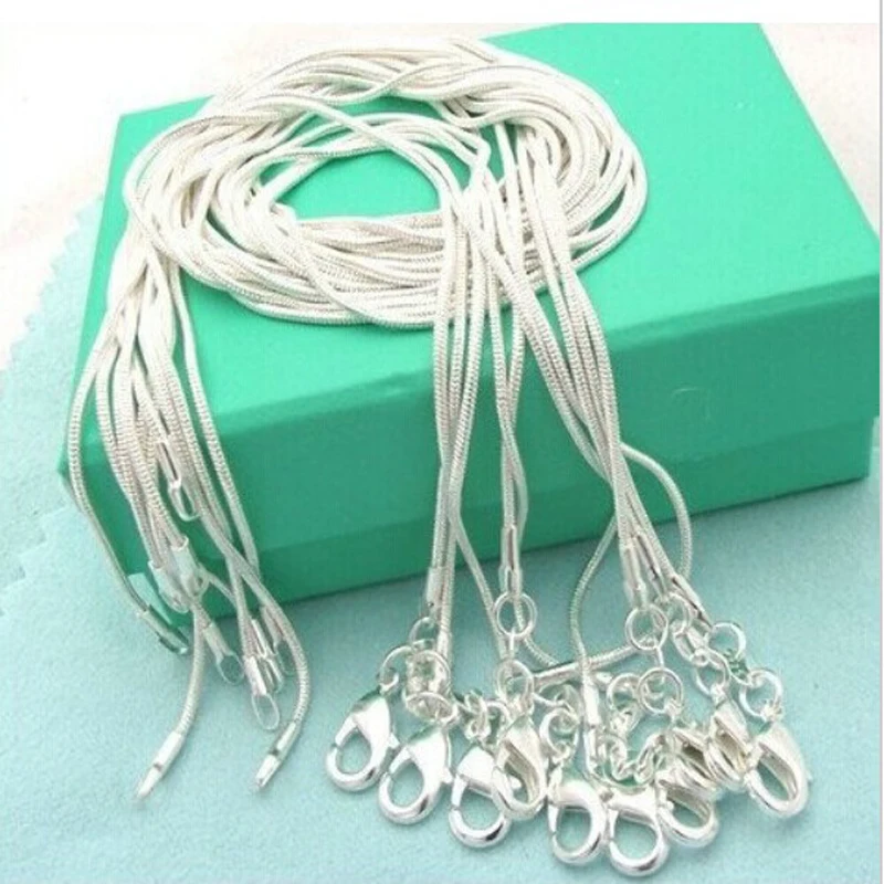 10pcs/lot Promotion! wholesale 925 sterling silver necklace, silver fashion jewelry Snake Chain 1mm Necklace 16 18 20 22 24\