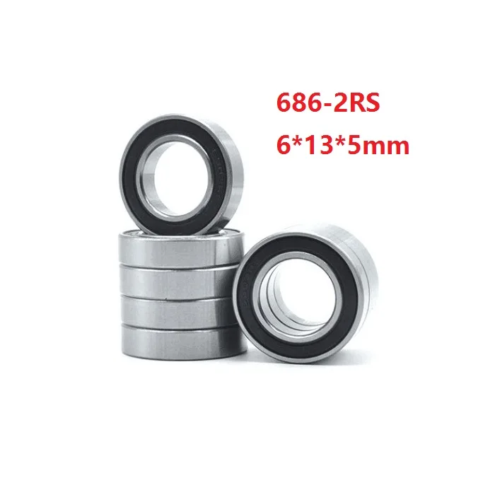 

100pcs/lot 6x13x5mm 686RS 686-2RS 686 RS 2RS Miniature mini ball bearings 6*13*5mm Deep Groove Ball bearing