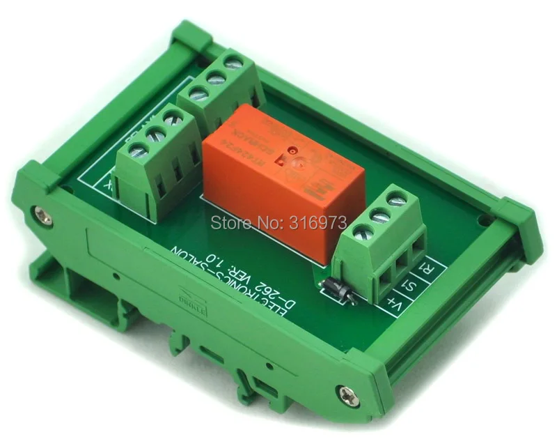 

DIN Rail Mount Passive Bistable/Latching DPDT 8A Power Relay Module, 24V Version