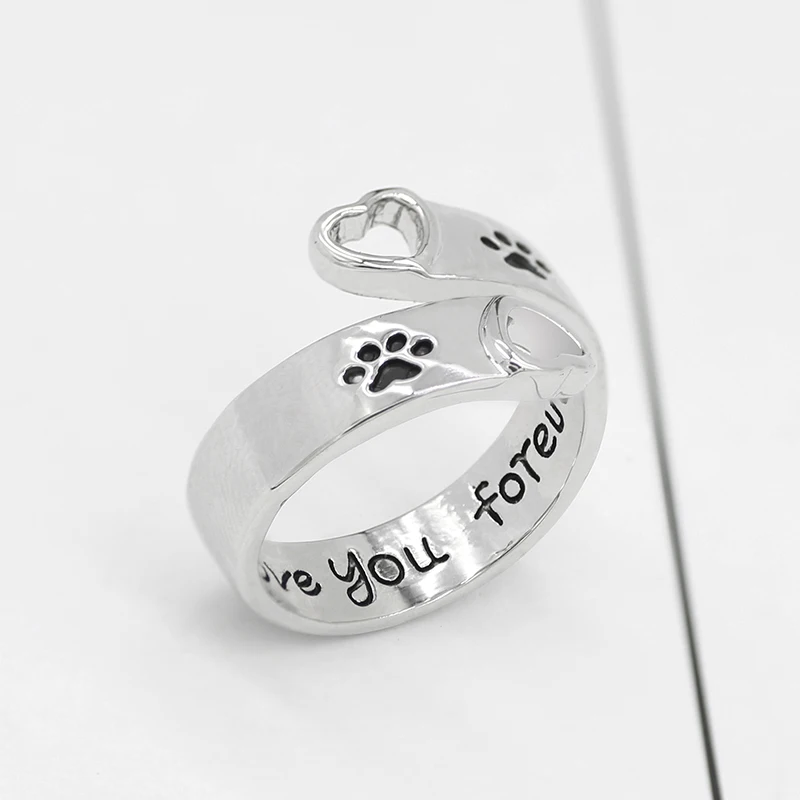 Hot Selling Fashion Women's Ring Pet Dog Paw Cat Ears Angel Wings Bee Rabbit Heart Wedding Ring Animal Jewelry Gift 2020 New