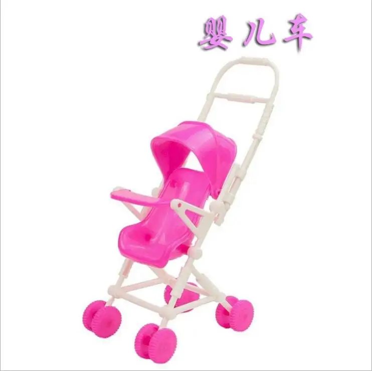 for stroller for barbie Nursery Dollhouse Pink infant Carriage Stroller Trolley Furniture for Barbie Doll Sister Kelly for Simba