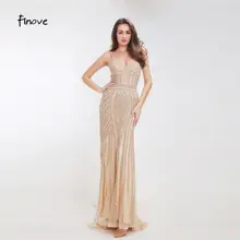 Champagne V-Neck Evening Dress #6