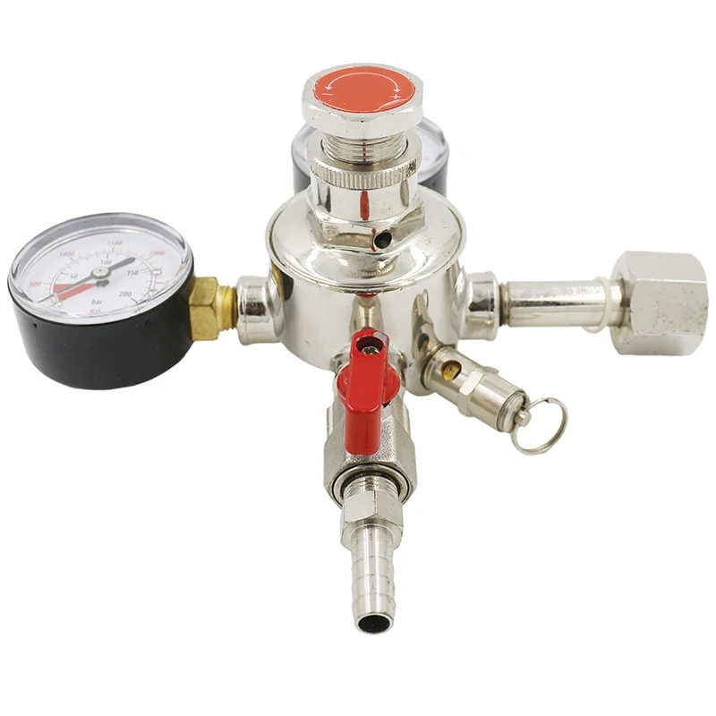 Dual Gauge CO2 Regulator Homebrew Kegging Draft Beer Kegerators Regulator Safety Pressure Relief Valve