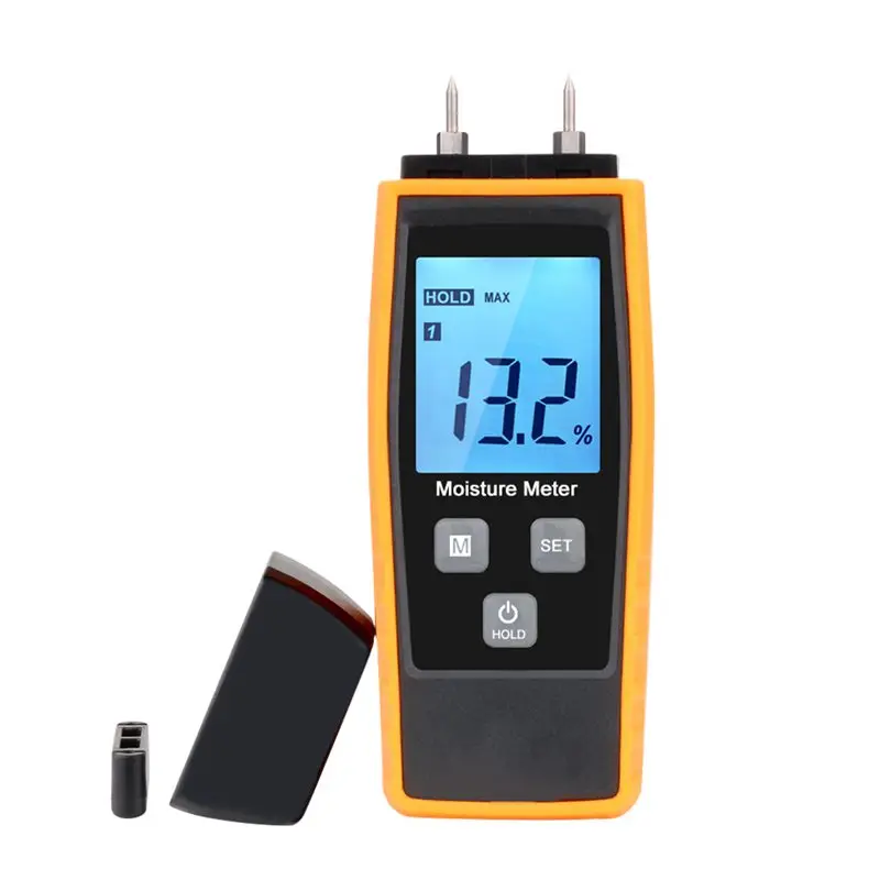 0-80% Wood Moisture Tester DC Resistance Probe Type Digital Cement Mortar Anhydrite Moisture Content Meter Large LCD Backlight