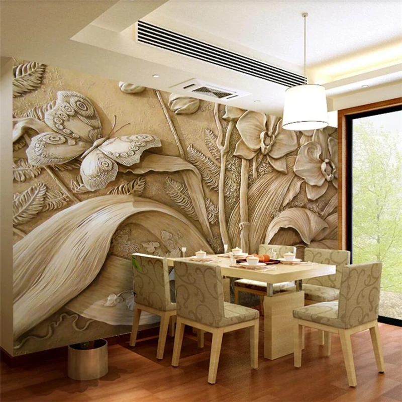 

Custom wallpaper 3D embossed behang orchid butterfly background wall painting living room bedroom 3d wallpaper restaurant mural