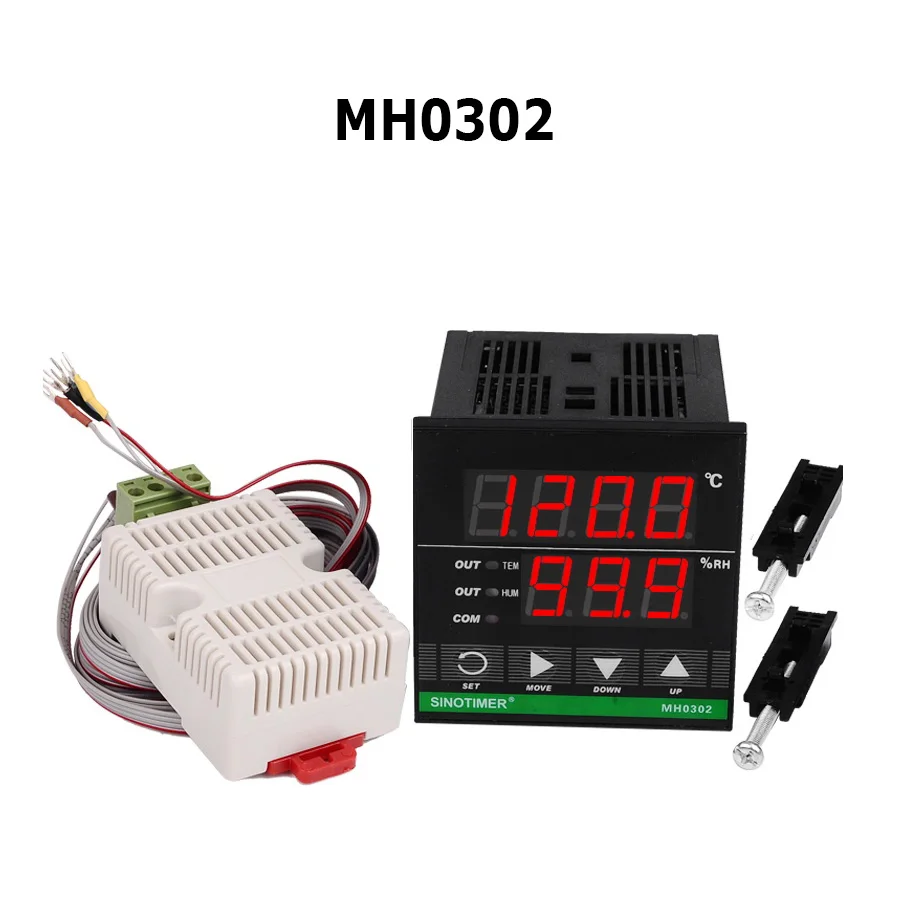 High precision Up to 130 Celsius Wide Voltage Design Digital Temperature and Humidity Controller with Combined Sensor and Cables