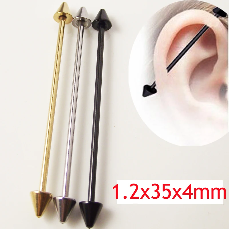 SaYao 2piece 16G Surgical Stainless Steel 1.2*35*4mm Spike Arrow Industrial Barbell Piercing  Helix Ear Body Jewelry