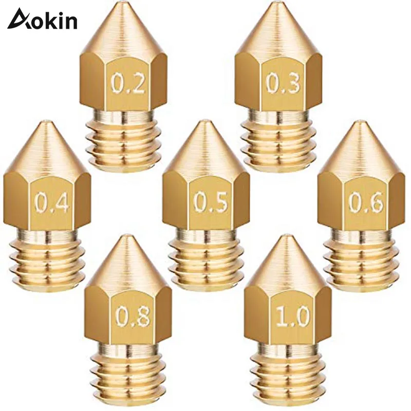 Aokin – buse d'extrudeuse pour imprimante 3D, tête en cuivre, filetage M6, 0.4mm, 0.3mm, 0.5mm, 0.8mm, 1.75mm, 3.0mm