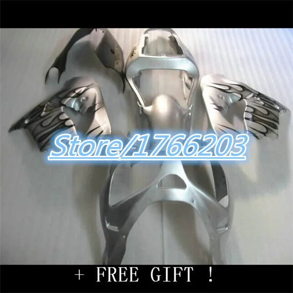 For KAWASAKI ZX9R Black flames NINJA 2002-2003 Body  ZX-9R ZX 9R 9 R 02 03 ZX9 R Black Grey 2002 2003 Fairing Kit  Ning