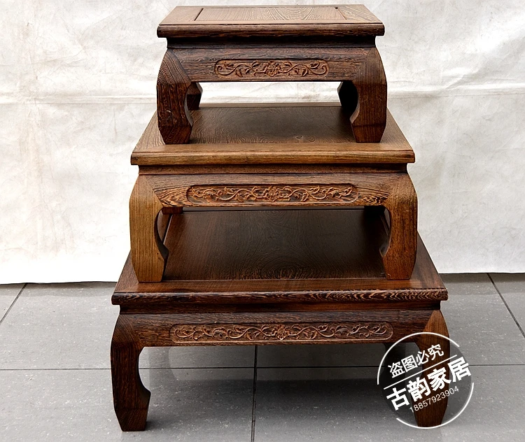 Mahogany furniture wooden wood table Kang several windows carved antique tatami platform