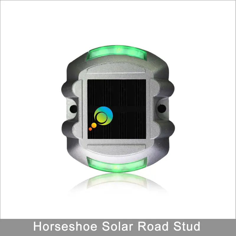 High brightness Green light horseshoe shape reflector aluminium LED solar road stud