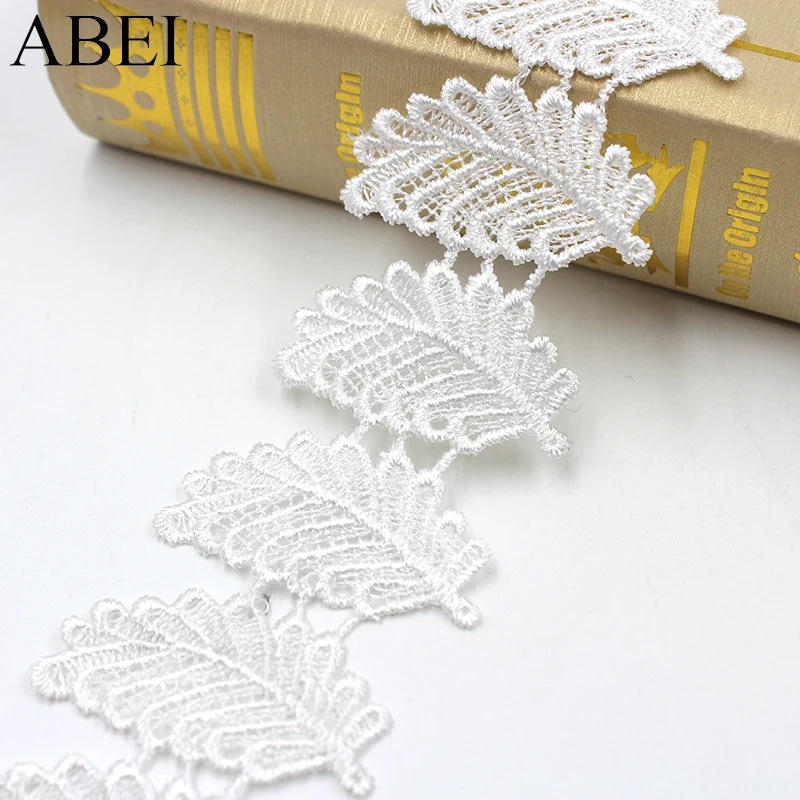 5yards/lot White Black Flower Leaf Lace Trims Embroidery Fabric Lace Ribbon for Sewing Crafts Diy Clothes Garments Accessories