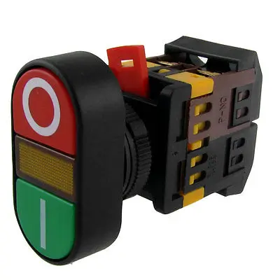 AC 220V Indicator Light ON OFF START STOP Red Green Momentary Push Button Switch