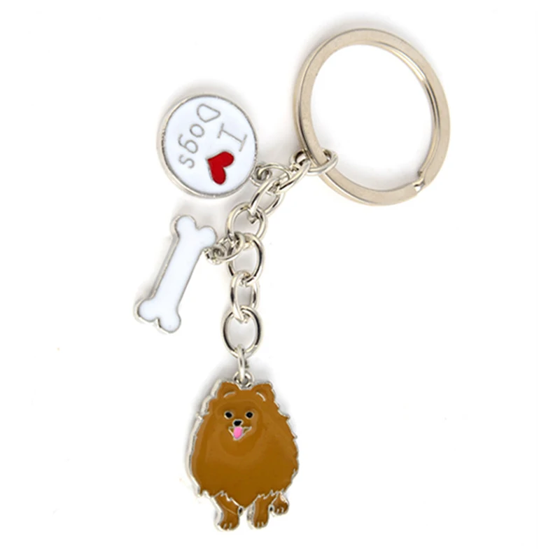 Pomeranian Dog Pendant Key Chains For Women Girls Men Alloy Pet Bag Charm Key Ring Male Female Car Keychain Keyring Jewelry Gift