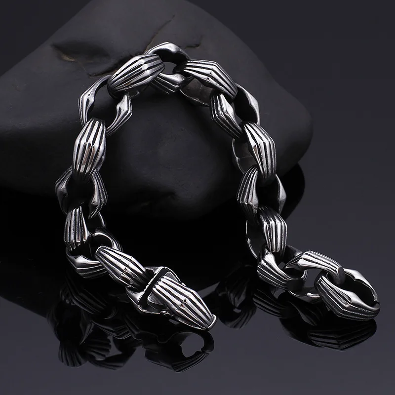 European and American stainless steel men's creative bracelet Punk locomotive titanium steel bracelet