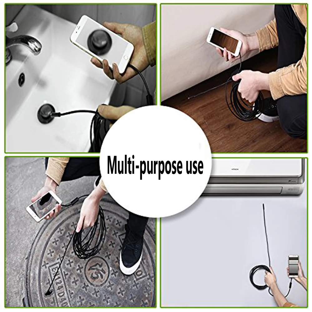 5.5mm 2m Objektiv HD USB Endoskop Cam IP67 Wasserdichte 6 LED  Inspektion Rohr Endoskop Kamera Endoskop Für Android telefon PC