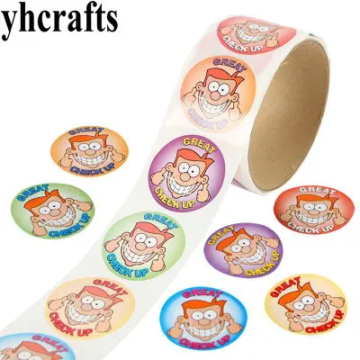 1 Roll(100PCS)/LOT.Tooth Great check up paper sticker Diy toy Scrapbooking kit Craft material Kindergarten crafts Birthday gift