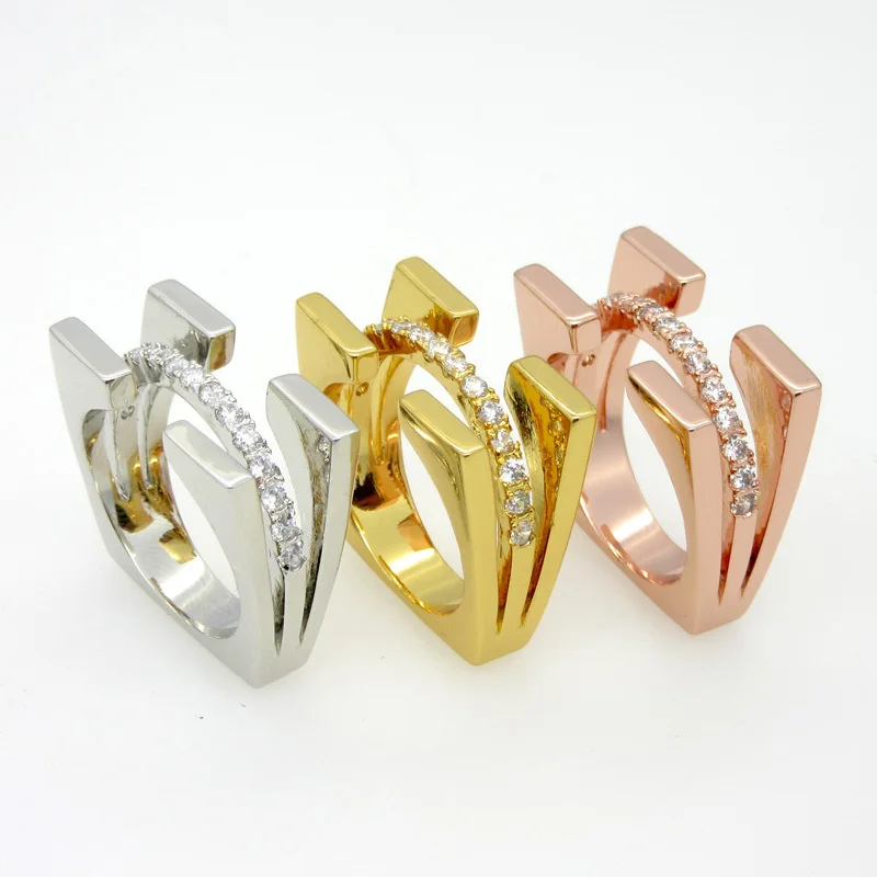 Fashion Luxury Brand Jewelry New Arrival Multicolor Ring For Women Gold/White/Rose Gold Color With AAA Zircon Rings Anillos