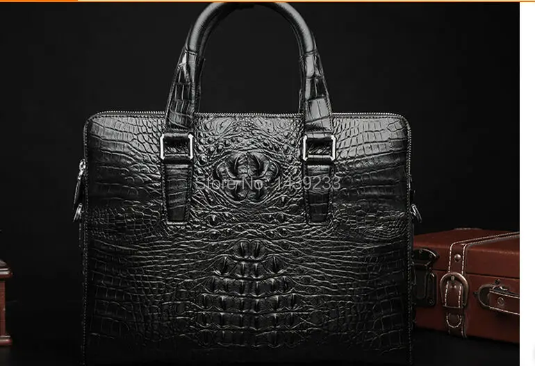 100% genuine alligator skin briefcase men laptop bag luxury men crocodile leather business bag