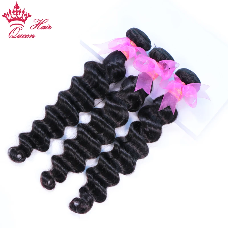 Queen Hair Official Store Loose Deep Wave Bundles Brazilian Hair Weave 100% Human Hair Bundles 10-26 Virgin Raw Hair Extensions