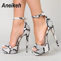 Aneikeh 2024 sandali con tacco alto a serpentina estate cinturino alla caviglia Sexy Open Toe Party Dress 14.5CM Platform Gladiator scarpe da donna 42