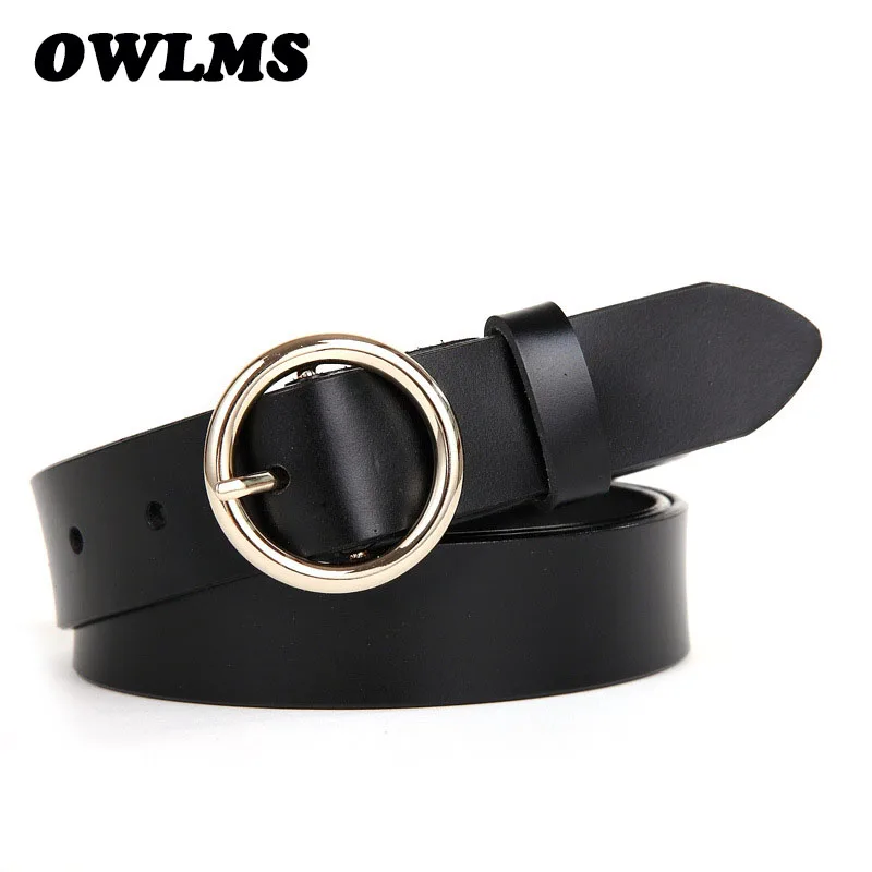 

New Ceinture Femme Belt Hand Real Leather Solid Strap Needle Buckle Gold Casual Cowskin Genuine Leather Black Wide Women Belts