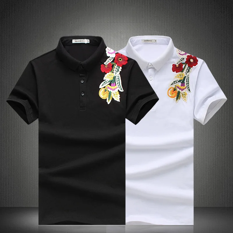 Embroidery Floral Chinese Style Polo Shirts For Men Short Sleeved Summer Quality Cotton Blends Casual Boutique Camisas De Hombre