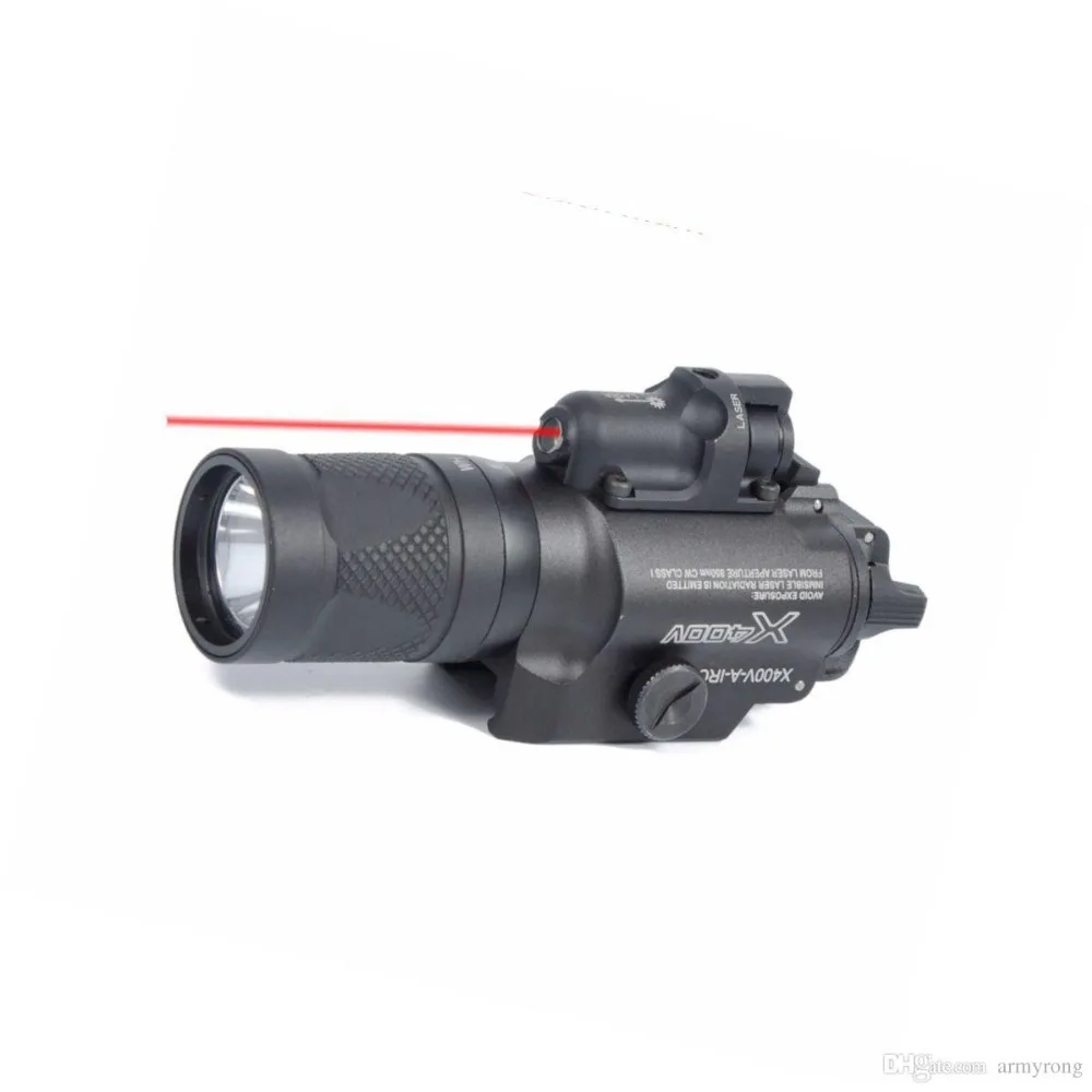 

X400V IR Night Vision Weapon Light Combo Laser Tactical Pistol LED Red Laser Flashlight Ultra High Output Torch