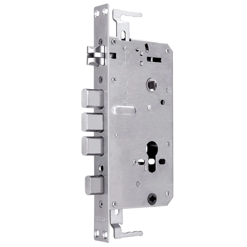 Security door stainless steel lock body ,pitch size 6068, for Intelligent fingerprint, Lift up, lock& Push down, open