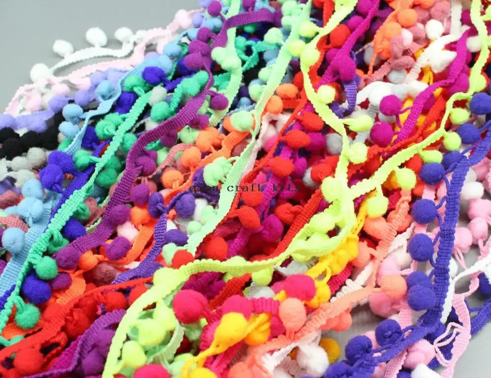 140 yards mix color Pom Pom Trim Ball Fringe 1