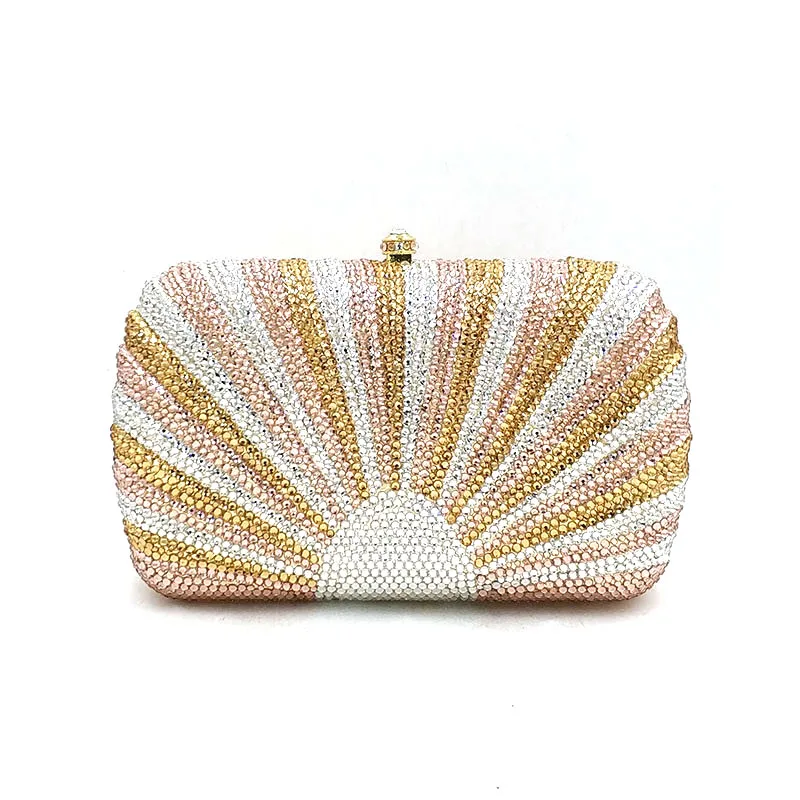 

Top design Bridal wedding party purses women evening party luxury diamonds rainbow crystal clutches elegant purses