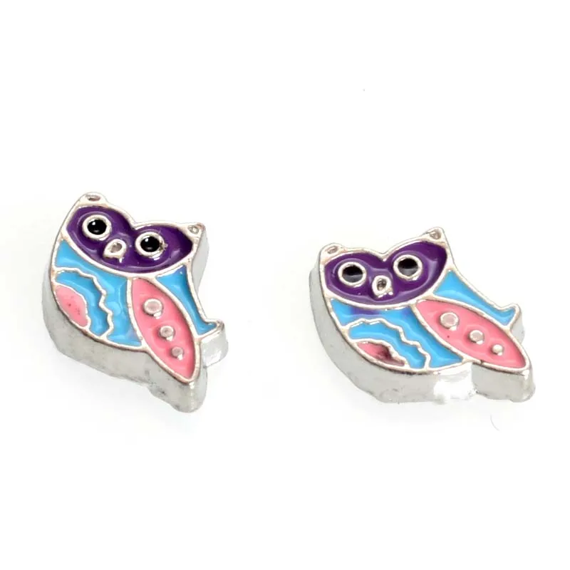 Hot Sale DIY Floating Charm Enamel Owl Charm For Floating Charm Clolorful Owl For Glass Locket