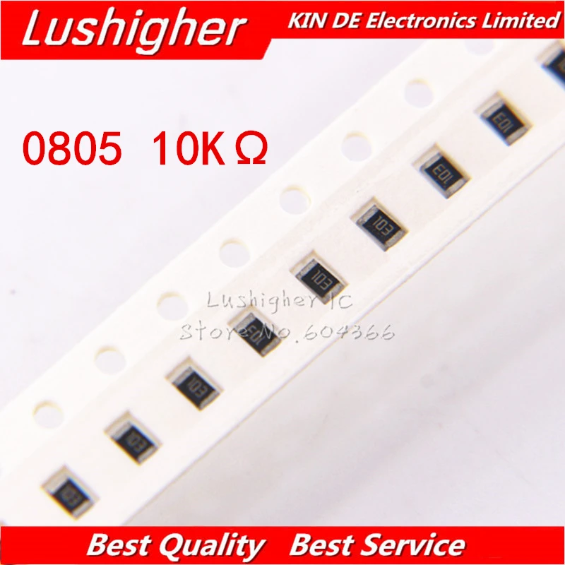 100PCS 0805ตัวต้านทาน SMD 5% 10K Ohm 103 1002 10000ohm