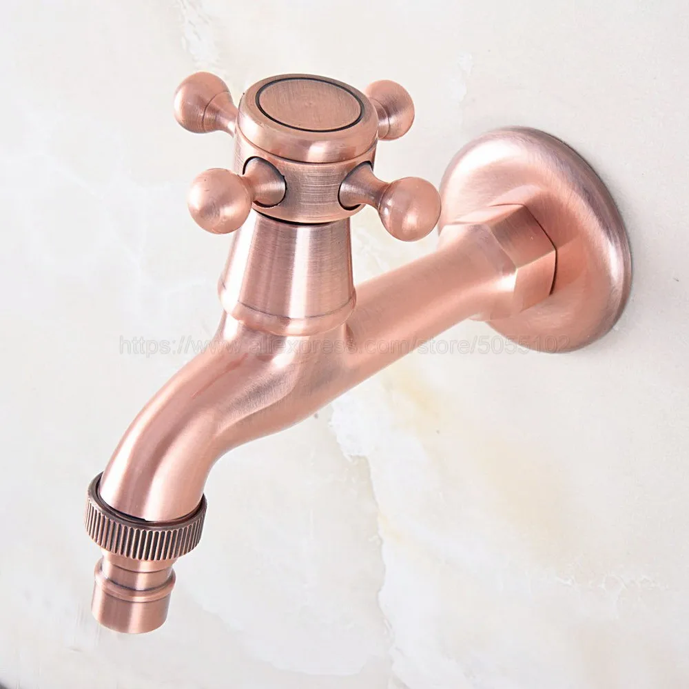 Antique Red Copper Single Cold Faucet/Washing Machine Tap Wall Mounted Bibcock Kitchen Sink Bathroom Basin Cold Tap zav323