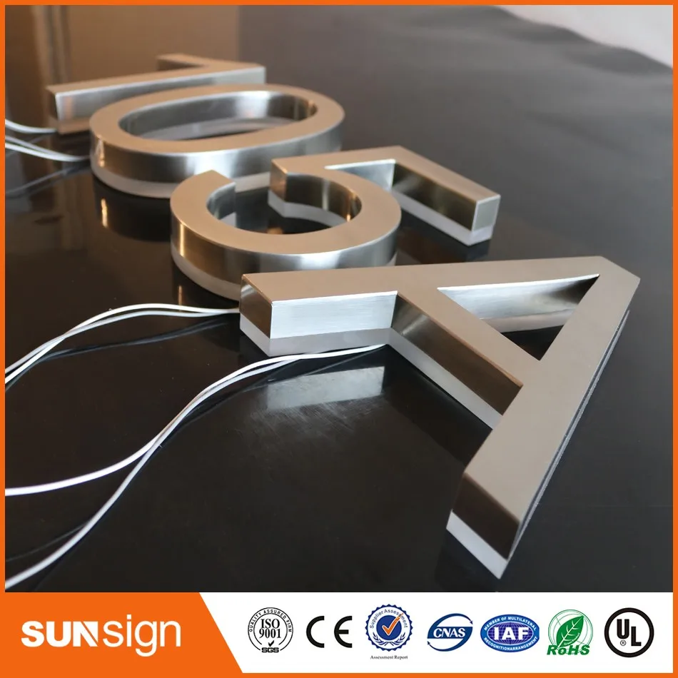 H 20cm Sunsign 0-9 Modern LED Illuminated House Numbers Stainless Steel Number LED