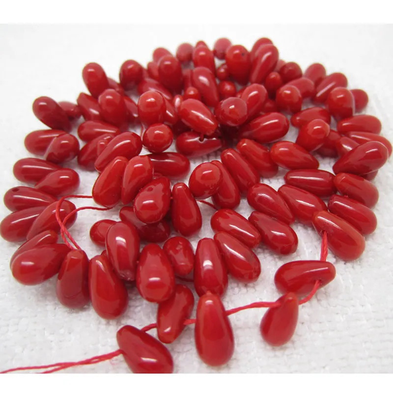 

Mini. order is $7! 5x9mm Red Coral Raindrop Teardrop Spacer Loose Beads 15"