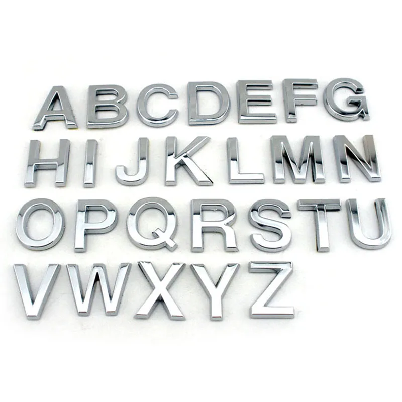 30MM Hight DIY Chrome Plastic Captial 3D Self-adhesive Letter Number Car Styling Badge