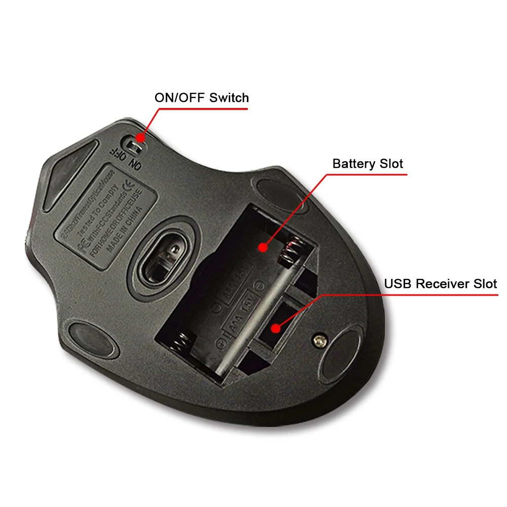 Wireless Mouse 2000DPI Adjustable USB 3.0 Receiver Optical Mouse Komputer 2.4GHz Gaming Mouse Desain Ergonomis Untuk Laptop
