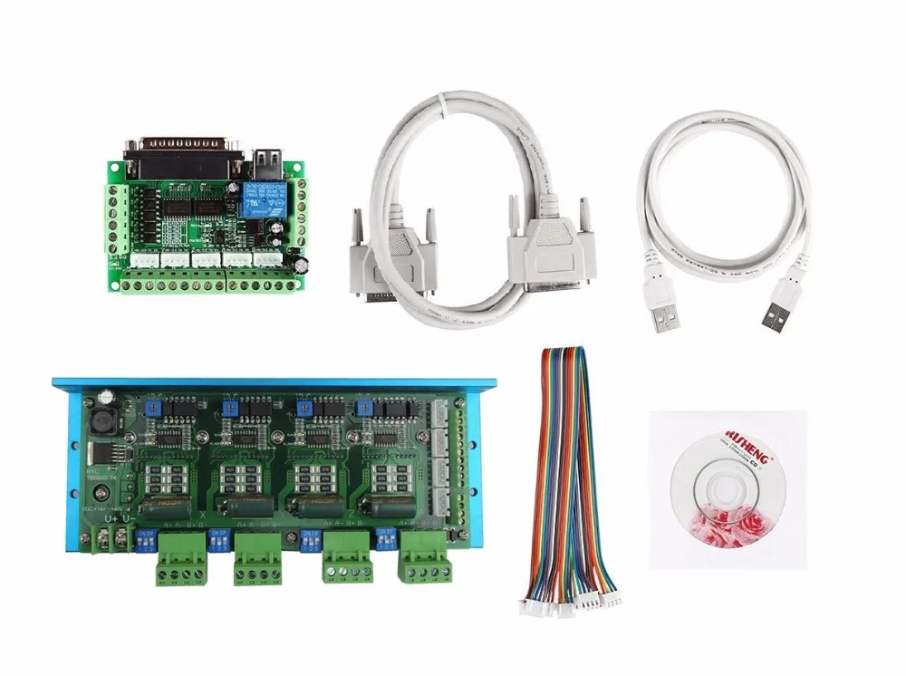 

Free shipping CNC Router 4 Axis Kit, TB6600 4 Axis 4.5A Stepper Motor Driver Board+ one mach3 5 axis breakout board