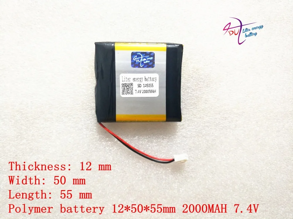 XH2.54 Size 125055 7.4V 2000mah tablet battery With Protection Board For GPS Tablet PC Digital Products