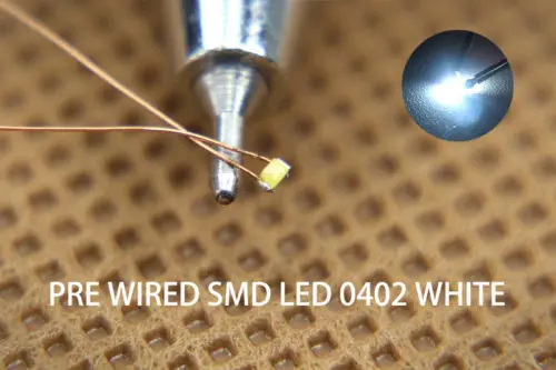 

C0402W 10pcs Pre-soldered micro 0.1mm Copper Wired WHITE SMD Led 0402 NEW