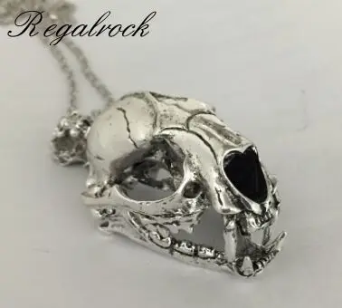 Punk Smilodon Necklace La Brea Tar Pits Saber 3D Toothed Tiger Cranium Skull Pendant Fashion Charm Dinosaur Jewelry