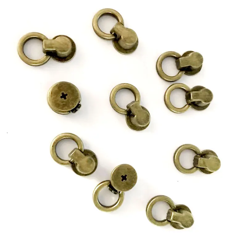 20Pcs Four-color copper pull ring rivet  with pull ring garment rivet studscrews for bag hat shoe leather chocker phone case diy