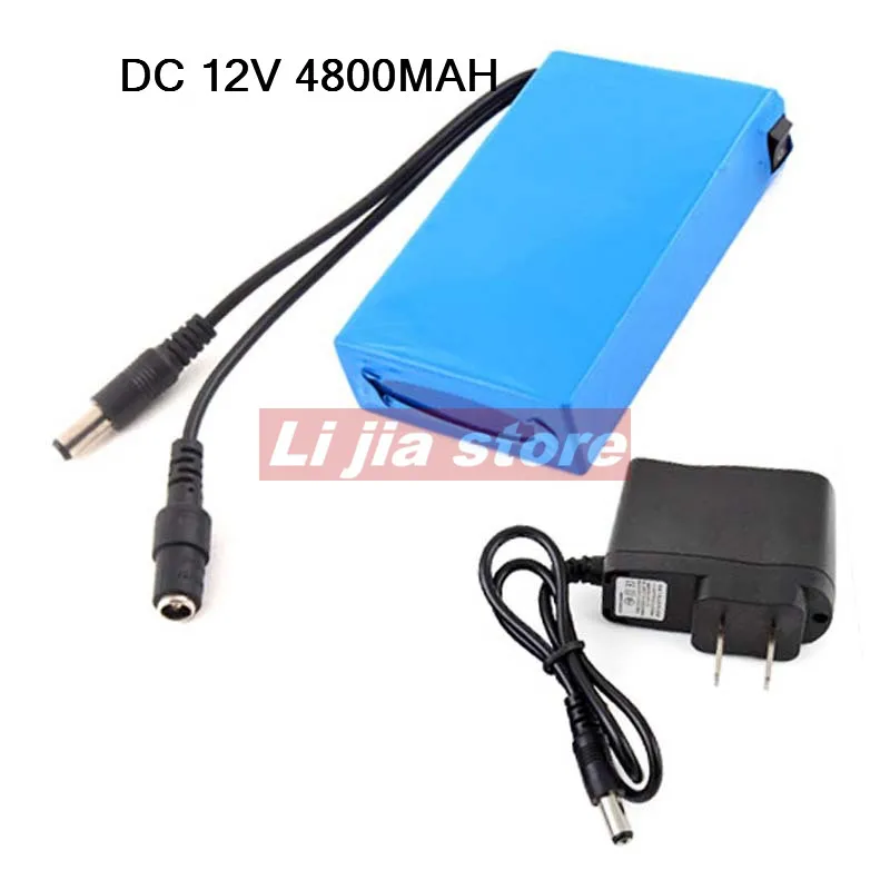 Li-ion Battery Portable 4800mAh DC 12V 12.6V Super Rechargeable lipo Pack EU/US plug adaptor for CCTV camera recorder