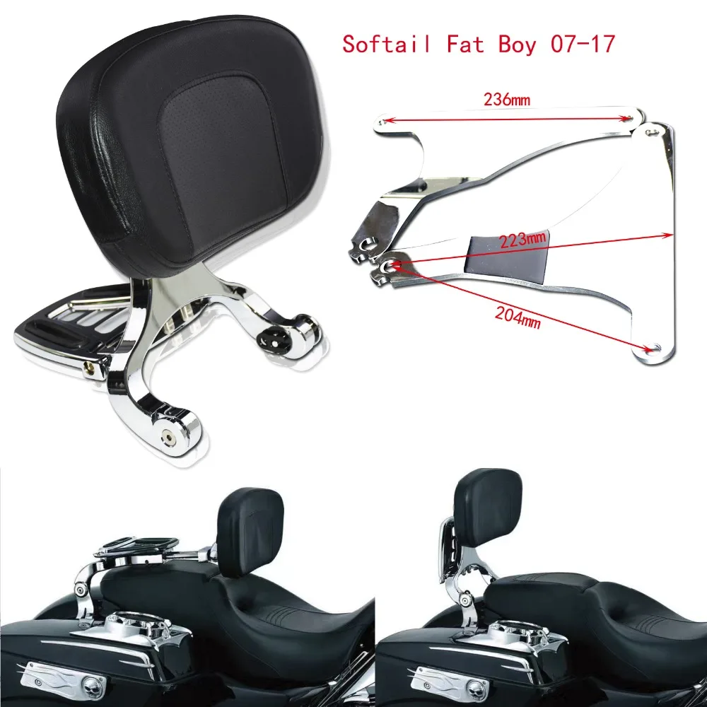 Adjustable Passenger & Driver Backrest Chrome Sissy Bar& Black Seat For Harley Softail Breakout 13-17 FLSTC 00-17 Touring 09-17