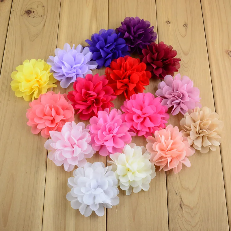 300 pcs/lot Chiffon Petal Blossom , 2.75 inch Fabric Chiffon Flowers for DIY Hair accessories